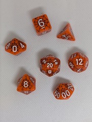 7 Piece Polyhedral Dice Set - Orange with Black Spider Web (Halloween)